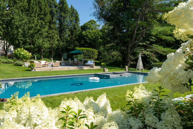 pool-framed-by-hydrangeas